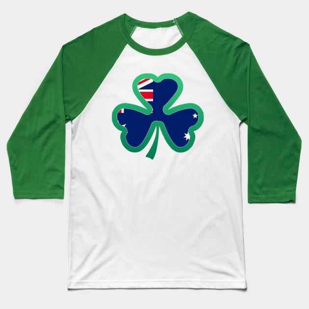 Australian Flag for st patricks day, Irish Shamrock Baseball T-Shirt by Myteeshirts